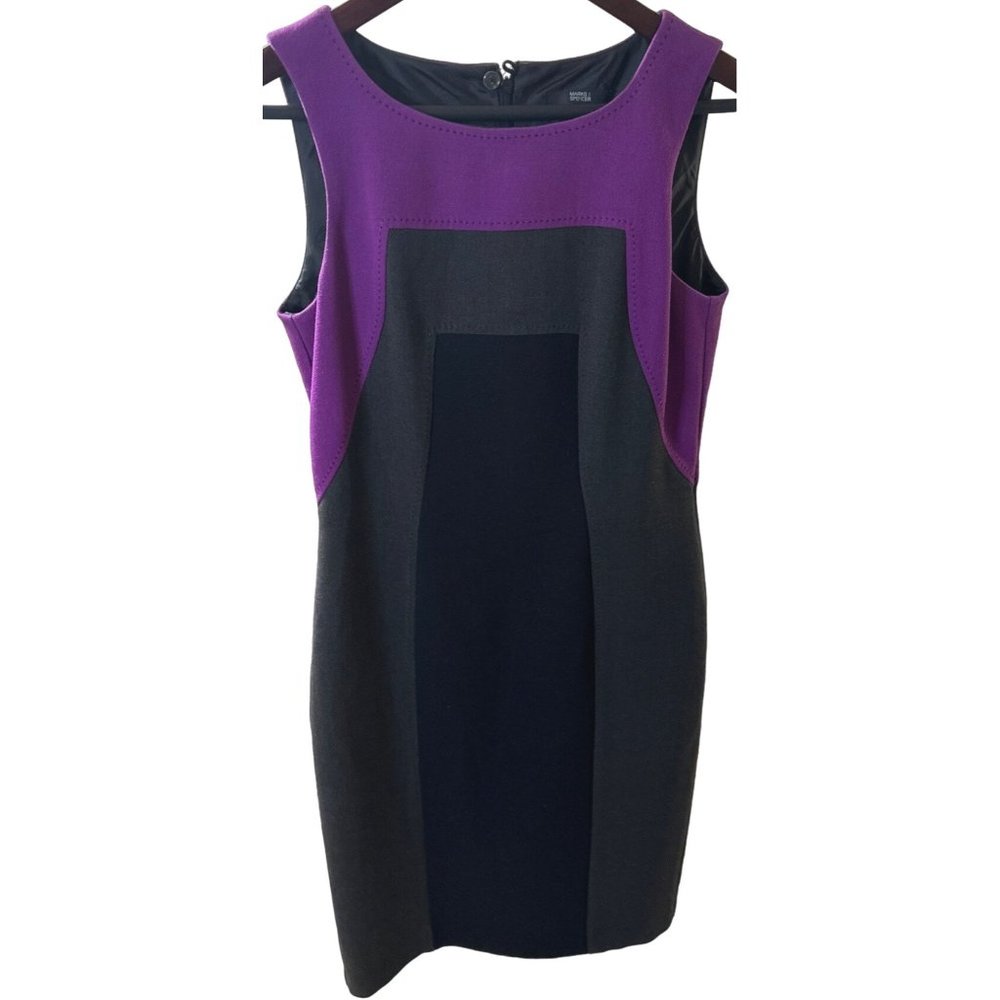 Marks & Spencer Black Purple Grey Dress knee length dress
